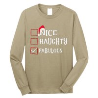 Nice Naughty Fabulous Christmas List Santa Claus Xmas Long Sleeve Shirt