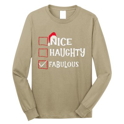 Nice Naughty Fabulous Christmas List Santa Claus Xmas Long Sleeve Shirt