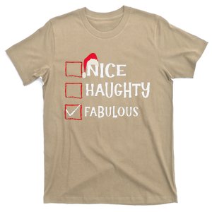 Nice Naughty Fabulous Christmas List Santa Claus Xmas T-Shirt