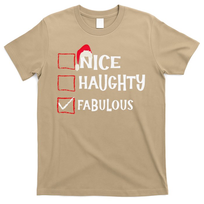 Nice Naughty Fabulous Christmas List Santa Claus Xmas T-Shirt