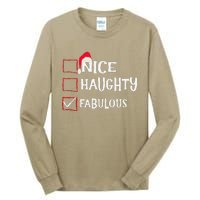 Nice Naughty Fabulous Christmas List Santa Claus Xmas Tall Long Sleeve T-Shirt