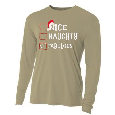 Nice Naughty Fabulous Christmas List Santa Claus Xmas Cooling Performance Long Sleeve Crew