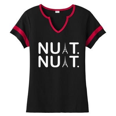 Nuit Nuit Funny Goodnight In French Premium Ladies Halftime Notch Neck Tee