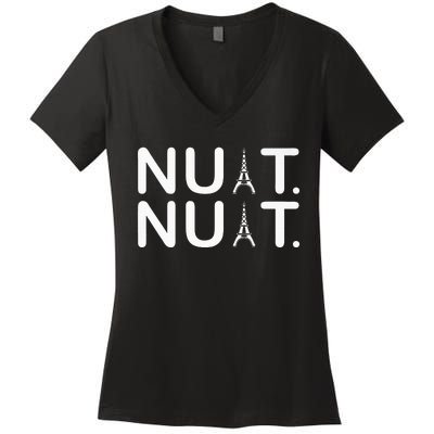 Nuit Nuit Funny Goodnight In French Premium Women's V-Neck T-Shirt