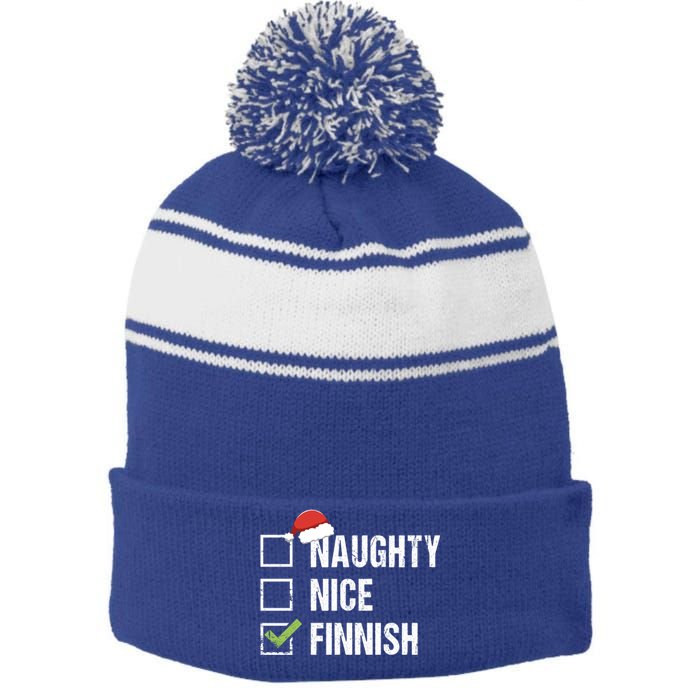 Naughty Nice Finnish Santa Hat Finland Christmas Gift Funny Gift Stripe Pom Pom Beanie