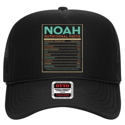 Noah Nutrition Facts Funny Personalized Name High Crown Mesh Back Trucker Hat