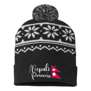 Nepal Nepali Flag USA-Made Snowflake Beanie