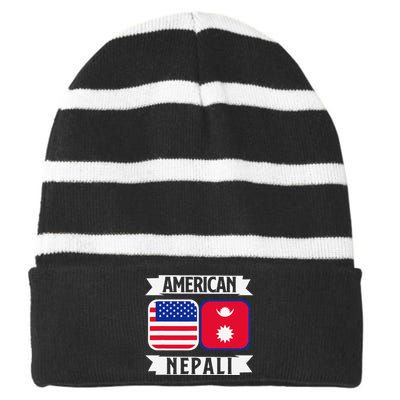 Nepal Nepali Flag Striped Beanie with Solid Band