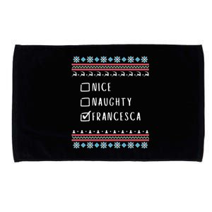 Nice, Naughty, Francesca Christmas Ugly Sweater Style Microfiber Hand Towel