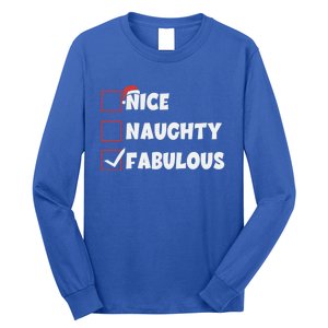 Nice Naughty Fabulous List Santa Christmas Xmas Pjs Gift Long Sleeve Shirt