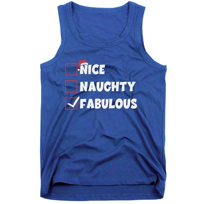 Nice Naughty Fabulous List Santa Christmas Xmas Pjs Gift Tank Top