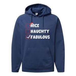 Nice Naughty Fabulous List Santa Christmas Xmas Pjs Gift Performance Fleece Hoodie