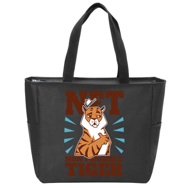 NFT Non Fungible Tiger Funny Crypto Zip Tote Bag