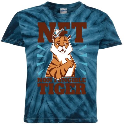 NFT Non Fungible Tiger Funny Crypto Kids Tie-Dye T-Shirt