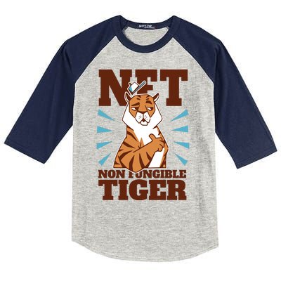 NFT Non Fungible Tiger Funny Crypto Kids Colorblock Raglan Jersey