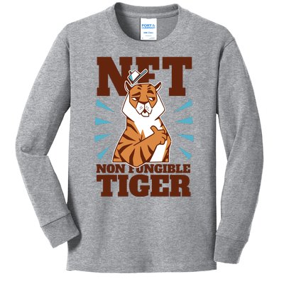 NFT Non Fungible Tiger Funny Crypto Kids Long Sleeve Shirt