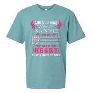 Nannie Name Gift And God Said Let There Be Nannie Sueded Cloud Jersey T-Shirt