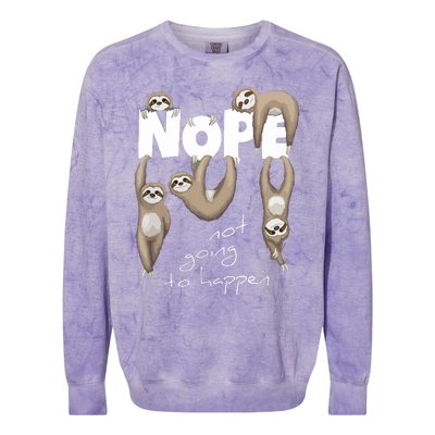 NOPE Not Going To Happen Lazy Cute Chilling Sloths Colorblast Crewneck Sweatshirt