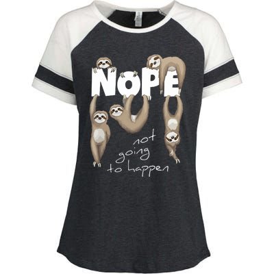 NOPE Not Going To Happen Lazy Cute Chilling Sloths Enza Ladies Jersey Colorblock Tee