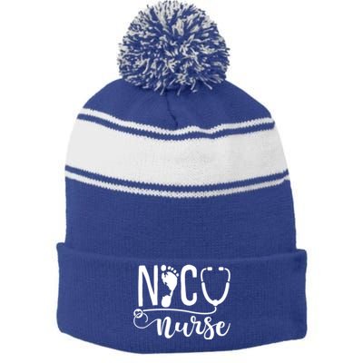 Nicu Nurse Gift Stripe Pom Pom Beanie