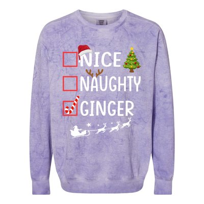 Naughty Nice Ginger Christmas Pajamas Funny Santa Claus Xmas Gift Colorblast Crewneck Sweatshirt