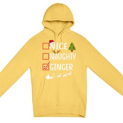 Naughty Nice Ginger Christmas Pajamas Funny Santa Claus Xmas Gift Premium Pullover Hoodie