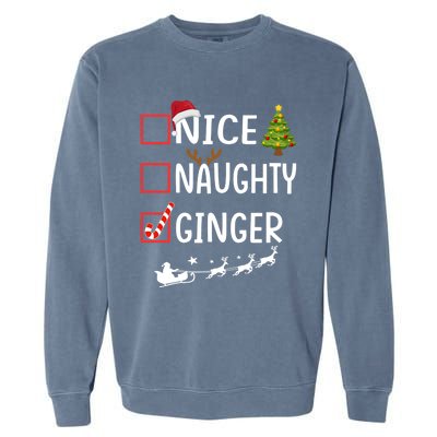 Naughty Nice Ginger Christmas Pajamas Funny Santa Claus Xmas Gift Garment-Dyed Sweatshirt