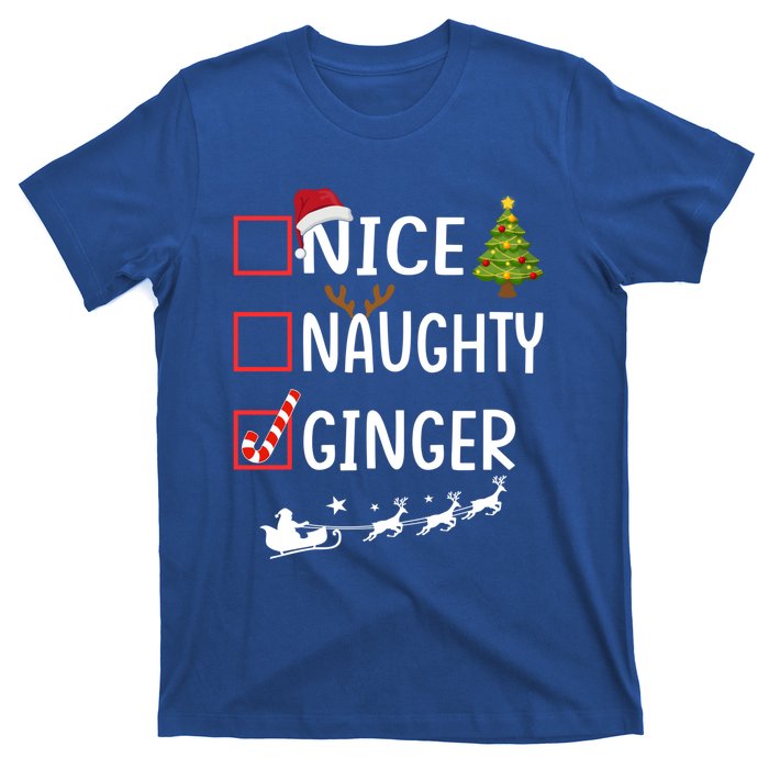 Naughty Nice Ginger Christmas Pajamas Funny Santa Claus Xmas Gift T-Shirt