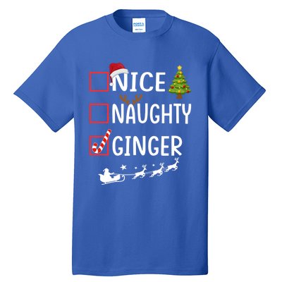 Naughty Nice Ginger Christmas Pajamas Funny Santa Claus Xmas Gift Tall T-Shirt