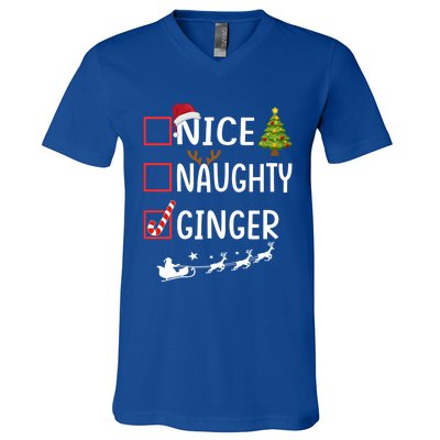 Naughty Nice Ginger Christmas Pajamas Funny Santa Claus Xmas Gift V-Neck T-Shirt