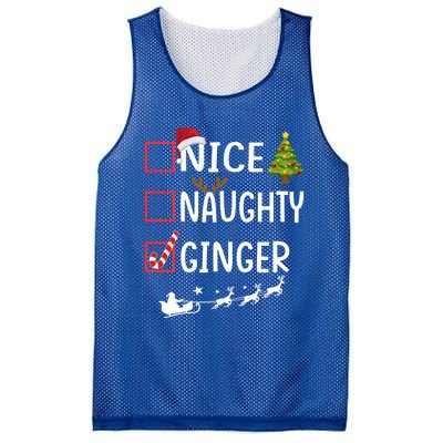 Naughty Nice Ginger Christmas Pajamas Funny Santa Claus Xmas Gift Mesh Reversible Basketball Jersey Tank