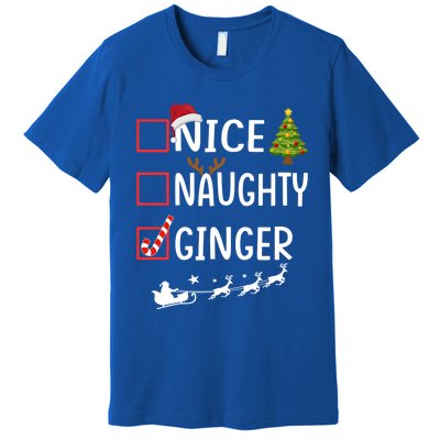 Naughty Nice Ginger Christmas Pajamas Funny Santa Claus Xmas Gift Premium T-Shirt