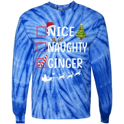 Naughty Nice Ginger Christmas Pajamas Funny Santa Claus Xmas Gift Tie-Dye Long Sleeve Shirt