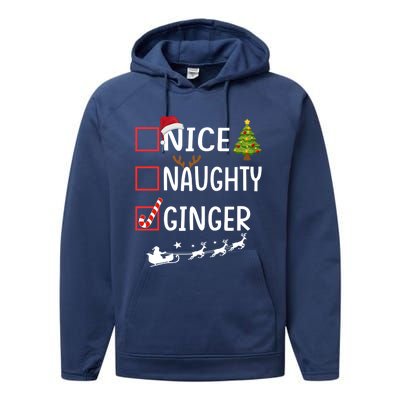 Naughty Nice Ginger Christmas Pajamas Funny Santa Claus Xmas Gift Performance Fleece Hoodie