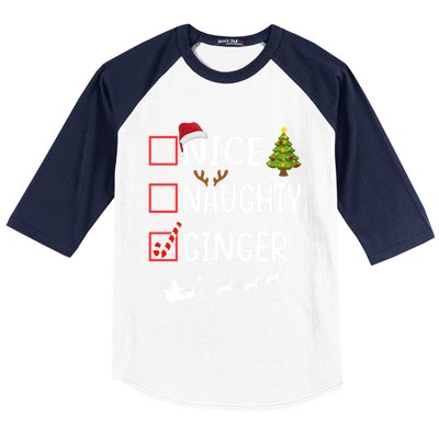 Naughty Nice Ginger Christmas Pajamas Funny Santa Claus Xmas Gift Baseball Sleeve Shirt