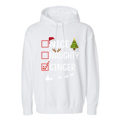 Naughty Nice Ginger Christmas Pajamas Funny Santa Claus Xmas Gift Garment-Dyed Fleece Hoodie