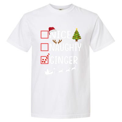 Naughty Nice Ginger Christmas Pajamas Funny Santa Claus Xmas Gift Garment-Dyed Heavyweight T-Shirt