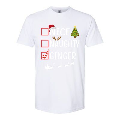 Naughty Nice Ginger Christmas Pajamas Funny Santa Claus Xmas Gift Softstyle CVC T-Shirt