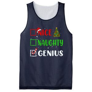 Nice Naughty Genius Christmas List Holiday Xmas 2024 Mesh Reversible Basketball Jersey Tank