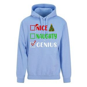 Nice Naughty Genius Christmas List Holiday Xmas 2024 Unisex Surf Hoodie