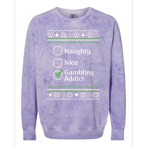 Naughty Nice Gambling Addict Christmas Funny Gift Colorblast Crewneck Sweatshirt