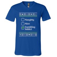 Naughty Nice Gambling Addict Christmas Funny Gift V-Neck T-Shirt