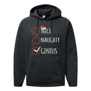 Nice Naughty Genius Christmas List Santa Claus Funny Xmas Performance Fleece Hoodie