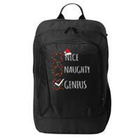 Nice Naughty Genius Christmas List Santa Claus Funny Xmas City Backpack