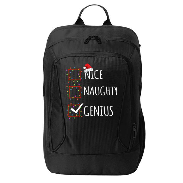 Nice Naughty Genius Christmas List Santa Claus Funny Xmas City Backpack