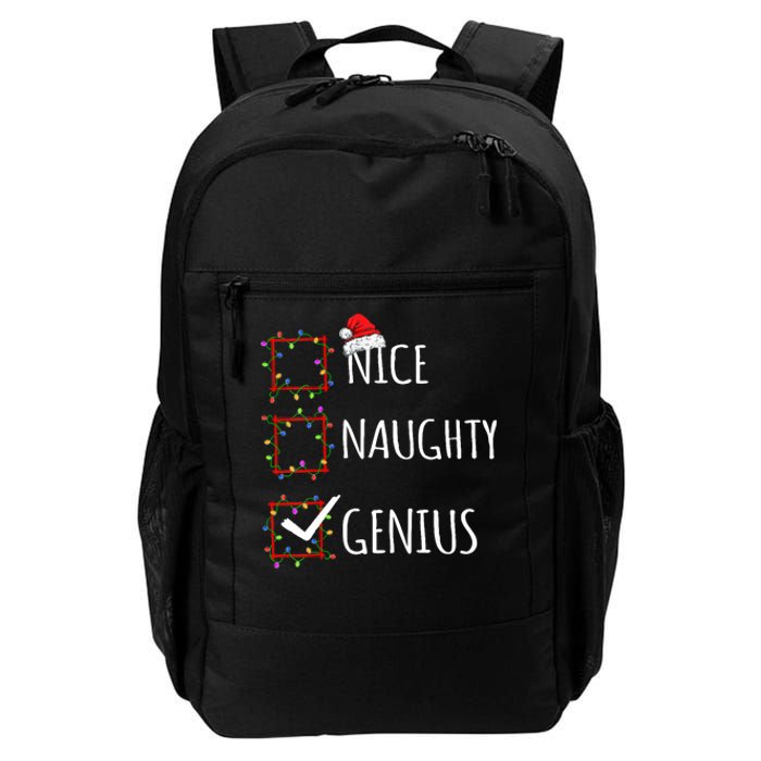 Nice Naughty Genius Christmas List Santa Claus Funny Xmas Daily Commute Backpack