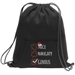 Nice Naughty Genius Christmas List Santa Claus Funny Xmas Sweatshirt Cinch Pack Bag