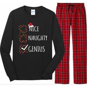 Nice Naughty Genius Christmas List Santa Claus Funny Xmas Long Sleeve Pajama Set