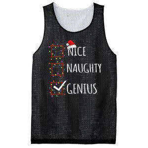 Nice Naughty Genius Christmas List Santa Claus Funny Xmas Mesh Reversible Basketball Jersey Tank