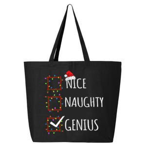 Nice Naughty Genius Christmas List Santa Claus Funny Xmas 25L Jumbo Tote